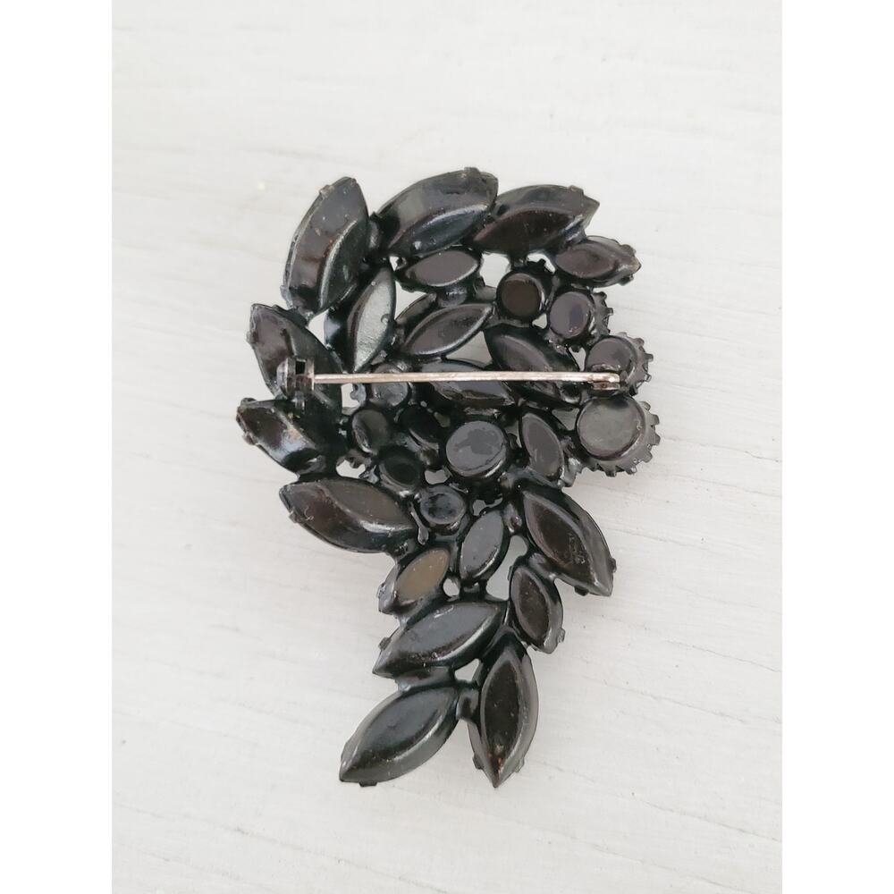 Vintage Black Rhinestone Dome Brooch Pin - Picture 3 of 5